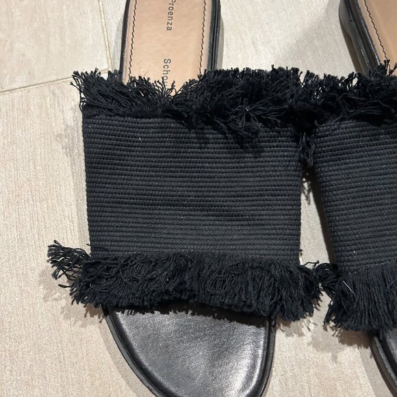 Proenza Schouler Black Fray Fringe Trim Canvas Slip-On Slide Sandal 38.5 US/8.5 - Picture 13 of 16